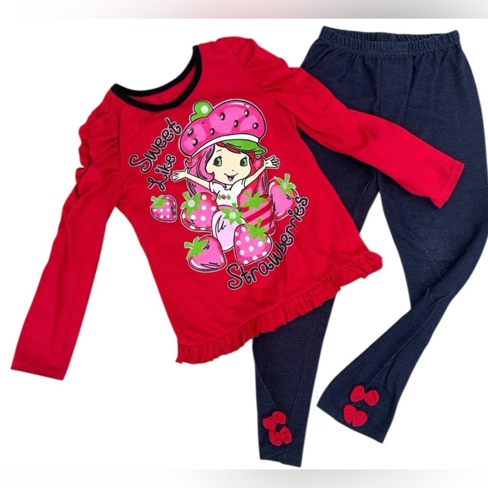 Vintage Y2K Strawberry Shortcake Glitter Set Toddler Girl 6x Retro Outfit